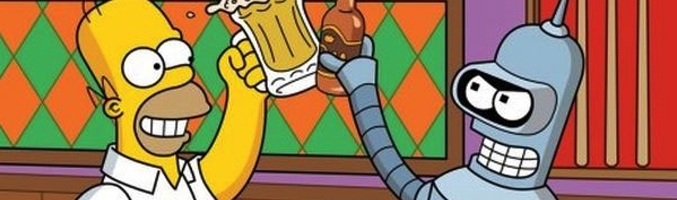 Homer (&#39;Los Simpson&#39;) y Bender (&#39;Futurama&#39;)