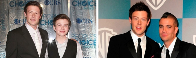 Chris Colfer y Mark Salling junto a Cory Monteith