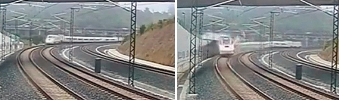 El tren Alvia empieza a descarrilar