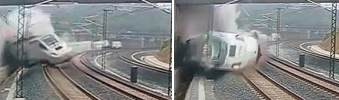Una cámara de seguridad graba el trágico accidente de tren