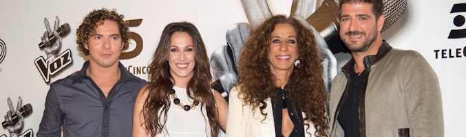 David Bisbal, Malú, Rosario y Antonio Orozco en la presentación de la segunda edición de &#39;La Voz&#39;