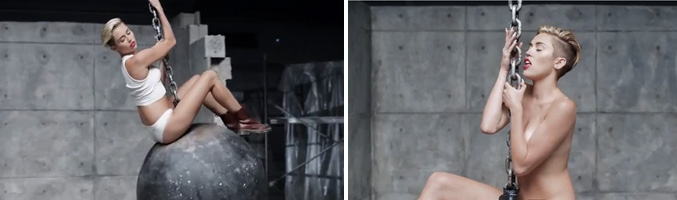 Escenas del videoclip "Wrecking Ball" de Miley Cyrus