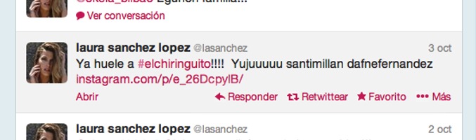 Tweet de Laura Sánchez