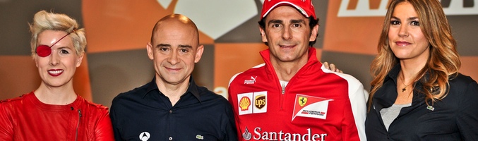 María de Villota junto al equipo de Fórmula 1 en Antena 3