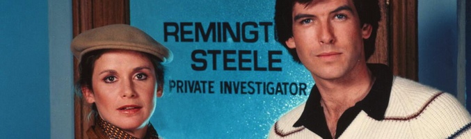 Stephanie Zimbalist y Pierce Brosnam en 'Remington Steele'
