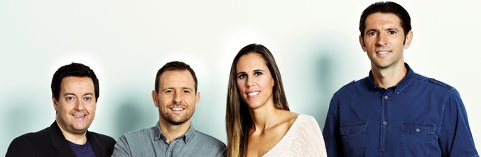 El equipo de la Euroliga de Canal+: Antoni Daimiel, David Carnicero, Amaya Valdermoro y Nikola Loncar <span>Fuente: Canal+</span>