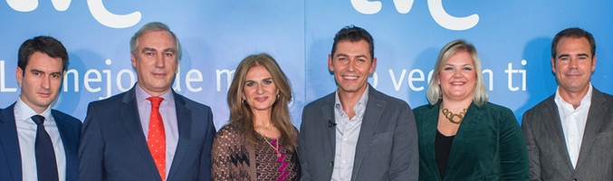 Juanjo Pardo junto a los cinco inversores: Gimeno Sánchez, de la Cierva, Girón, Hoffmann y Pérez-Dolset &lt;span&gt;Fuente: RTVE&lt;/span&gt;