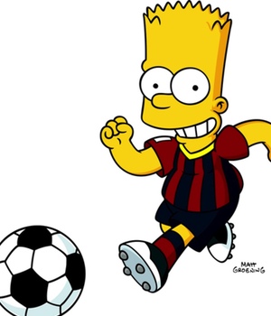 Bart Simpson vestido con la equipación culé