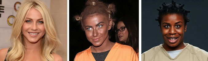 Julianne Hough (dos primeras imágenes) y Suzanne &quot;Crazy Eyes&quot; Warren (última)