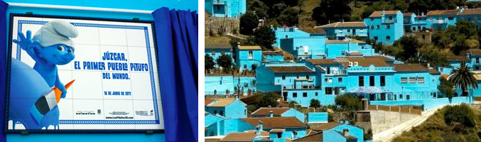 Imagen general de Júzcar, el pueblo Pitufo situado en Málaga