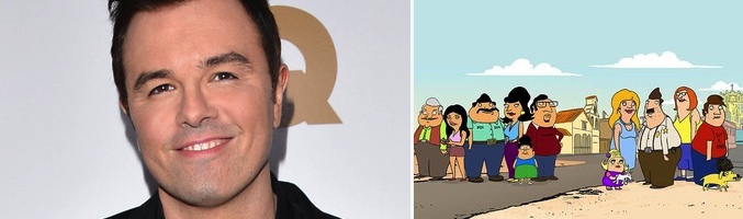 Seth MacFarlane junto a una imagen de &#39;Bordertown&#39;