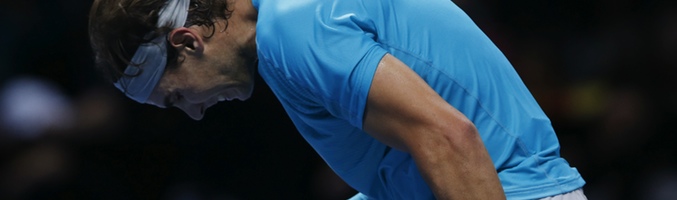 Rafael Nadal durante su encuentro contra Djokovic en la Masters Cup de tenis