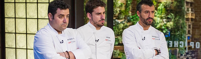 Antonio Arrabal, Javier Estévez y Antonio Canales, en la última prueba de 'Top Chef'