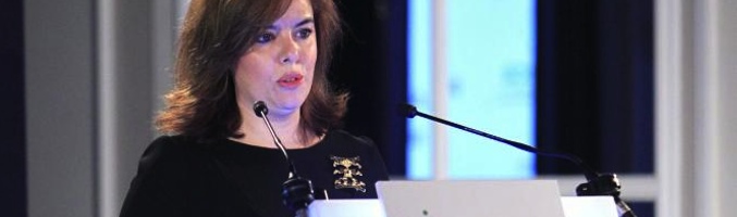 Soraya Sáenz de Santamaría durante su intervención en la jornada anual de UTECA