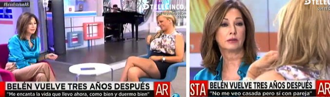 Ana Rosa Quintana y Belén Esteban durante la entrevista