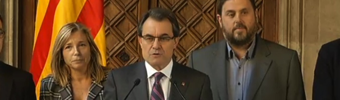 Artur Mas durante su comparecencia este jueves en el Palau de la Generalitat de Barcelona
