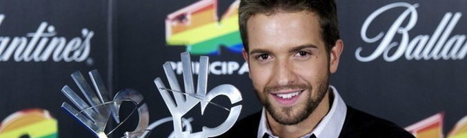 Pablo Alboran con sus dos premios 40 Principales <span>Fuente: Zimbio</span>