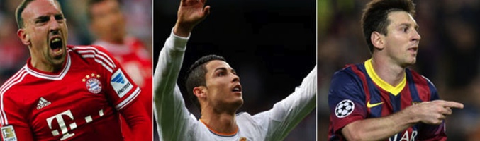 Ribéry, Cristiano y Messi