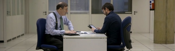 Pedro J. Ramírez y Jordi Évole durante la entrevista de 'Salvados' en la antigua redacción de El Mundo