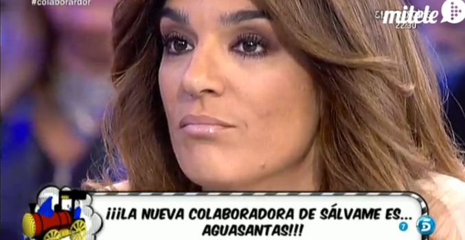 Captura de imagen de Raquel Bollo tras enterarse que Aguasantas será su nueva compañera en 'Sálvame diario'