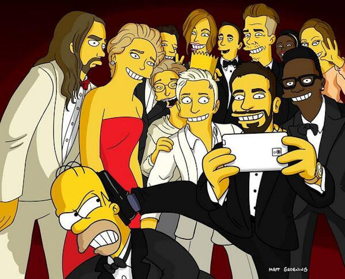 Homer Simpson se cuela en el selfie de los Óscar