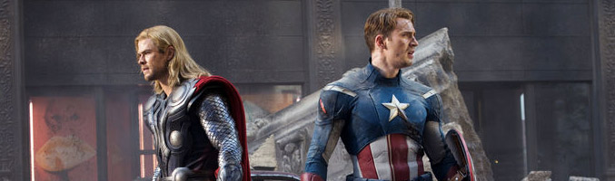 Thor y Capitán América en una secuencia de "Los Vengadores"