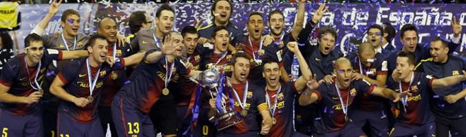Imagen del F.C. Barcelona, ganador de la Copa de España 2013