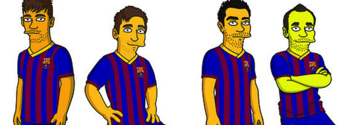 Messi, Neymar, Xavi e Iniesta caracterizados como habitantes de Springfield en 'Los Simpson'