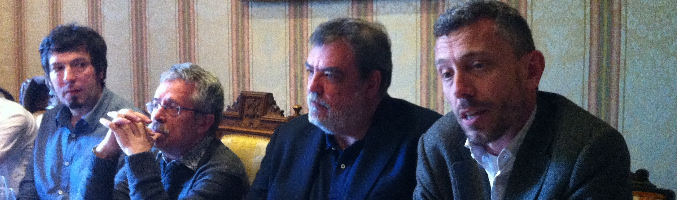 "Fosco", Pepe Abril, Jorge Díaz y responsable de la editorial Plaza & Janés