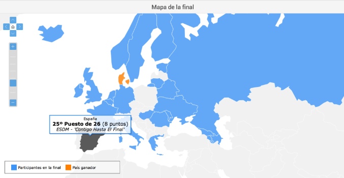 Mapas interactivos de las finales de Eurovisión