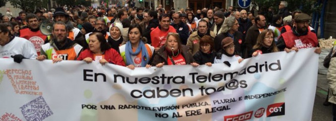 Los trabajadores de Telemadrid se manifiestan contra el ERE