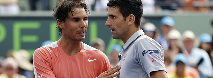 Rafa Nadal y Novak Djokovic en la final de Masters 1000 de Miami