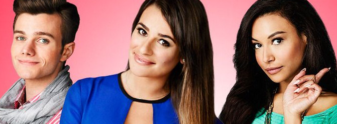 Chris Colfer, Lea Michele y Naya Rivera en 'Glee'