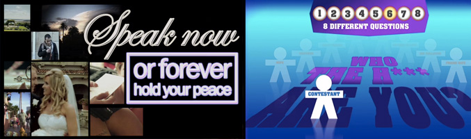 Logotipos de 'Speak Now or Forever Hold Your Peace' y 'Who the Hell Are You'