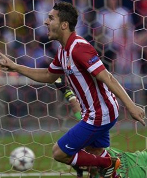 Koke tras marcar un gol en su partido contra el Barcelona