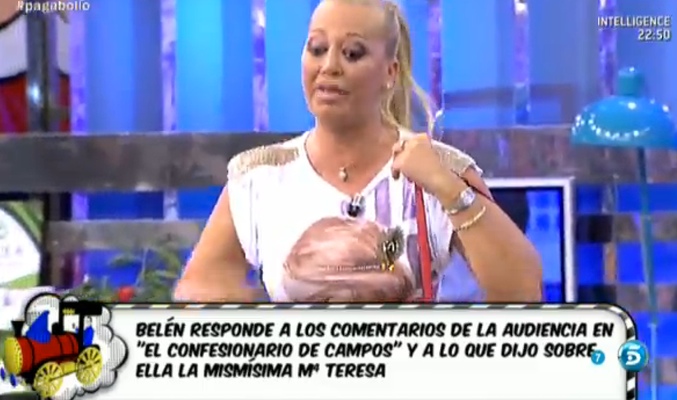 Belén Esteban sale del plató de 'Sálvame' para evitar hablar del tema de la deuda económica de Raquel Bollo