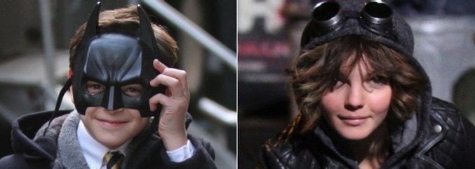 David Mazouz y Camren Bicondova como Bruce Wayne y Selina Kyle en el rodaje de 'Gotham'