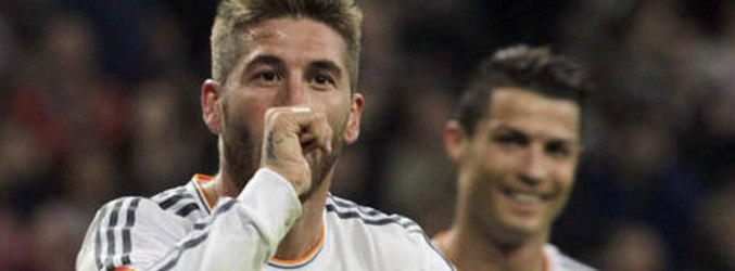 Sergio Ramos celebra uno de los dos goles que marcó ante el Bayern Munich