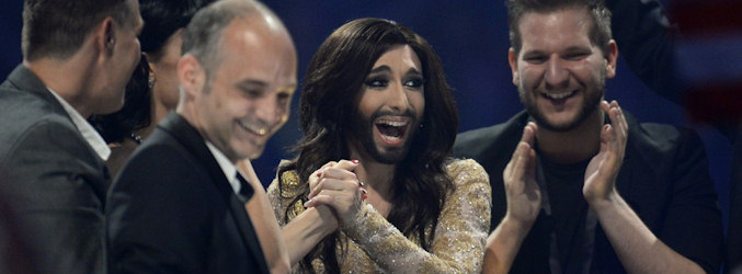 Conchita Wurst al conocer que era la ganadora de Eurovisión 2014