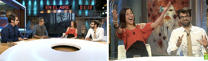 Natalia Tena junto a David Verdaguer en el programa 'En el aire' de Buenafuente