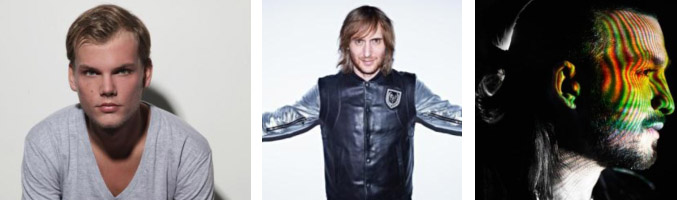 Avicii, David Guetta y Steve Angello