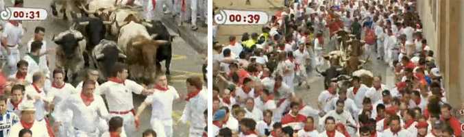 Capturas del primer encierro de San Fermín 2014