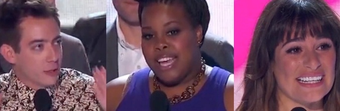 Kevin McHale, Amber Riley y Lea Michele en los Teen Choice Awards 2013