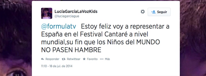 Tuit enviado por Lucía García