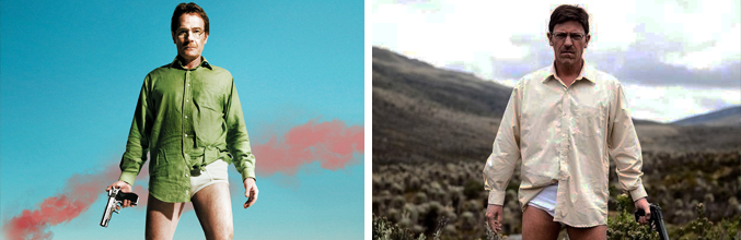 Bryan Cranston y Diego Trujillo en las diferentes versiones de 'Breaking Bad'