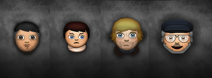 Emoticonos de Petyr Baelish, Arya Stark, Tyrion Lannister y George R.R. Martin