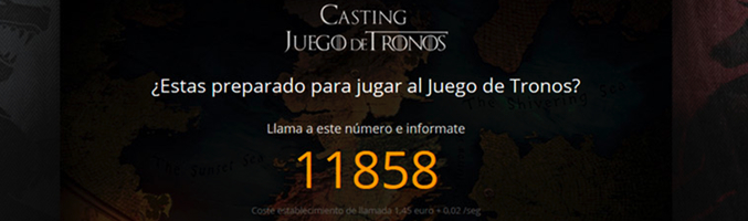 Web fraudulenta que operaba para el falso casting de 'Juego de tronos'