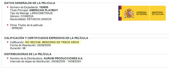 Calificación del Ministerio de Cultura