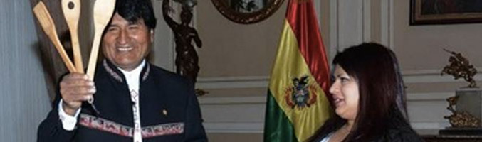 Evo Morales con Elba Rodríguez, ganadora de 'MasterChef Argentina'