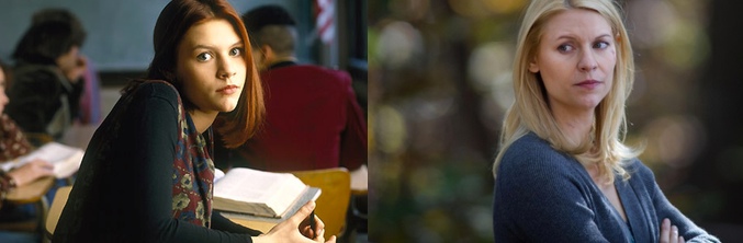 Claire Danes como Angela Chase (izq) y como Carrie Mathison (dcha)